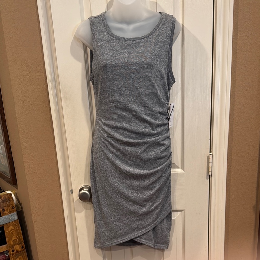 DEX Ruched sleeveless gray Dress. Sz Medium